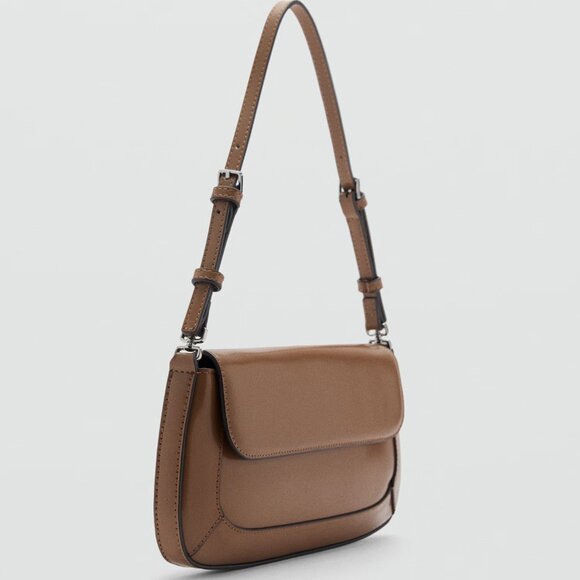 Mango Medium Brown Shoulder Bag With Strap/NWT - Picture 2 of 14